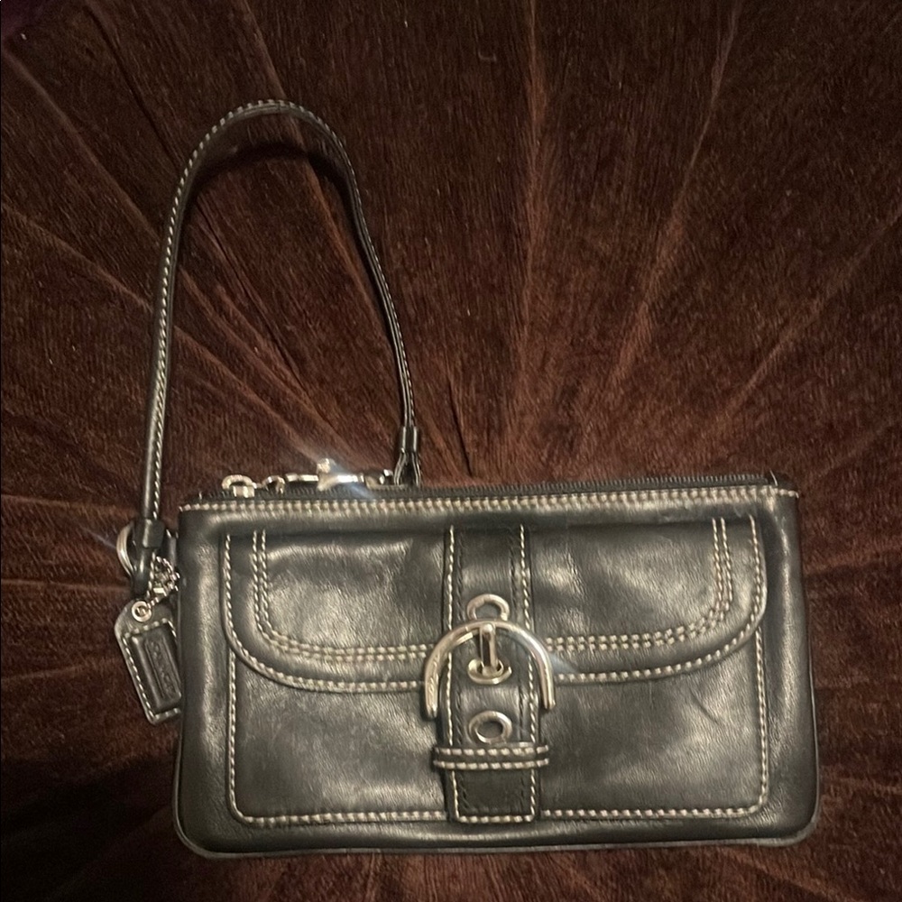 Black Leather Coach Wristlet